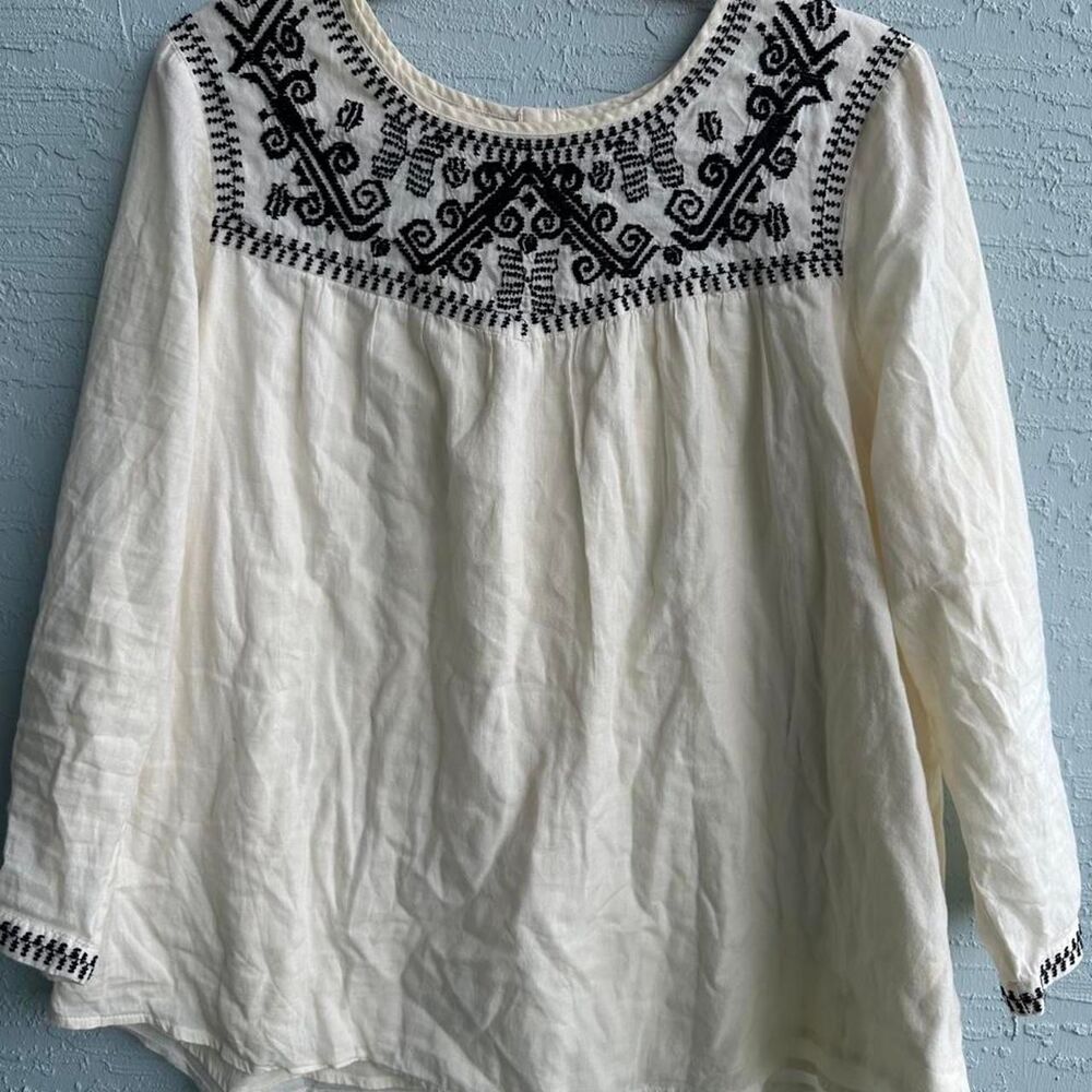 Lucky-brand Women's Cream and White Blouse